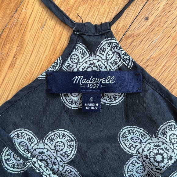 Madewell 100% Silk Size 4 Black & White Spaghetti Strap Cami Layering Tank Top - Picture 4 of 9